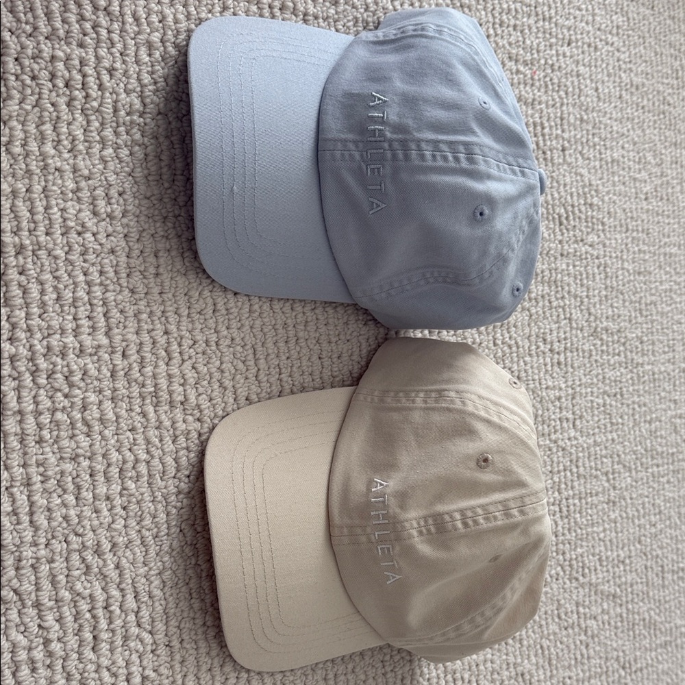 Athleta Light Blue and Beige Caps both included in price
